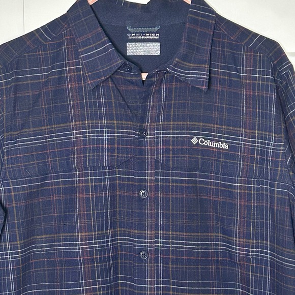 Columbia Other - Columbia Blue Plaid Omni Wick Long Sleeve Shirt - Men's Size LARGE